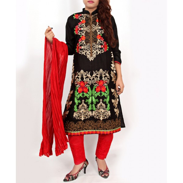 Black Embroidered Stylish Design Ladeis suit AKG-081